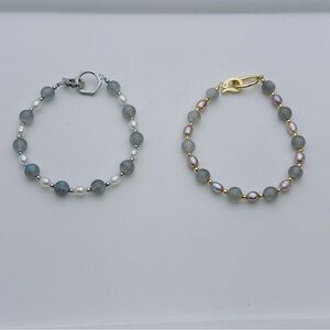 AM97 Handmade Freshwater Pearl Labradorite Bracelets